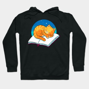 Cute ginger cat sleeping on a book Hoodie